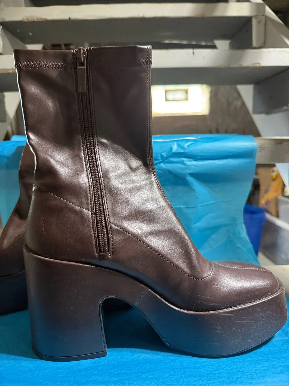 Zara Dark Brown Platform Ankle Boots